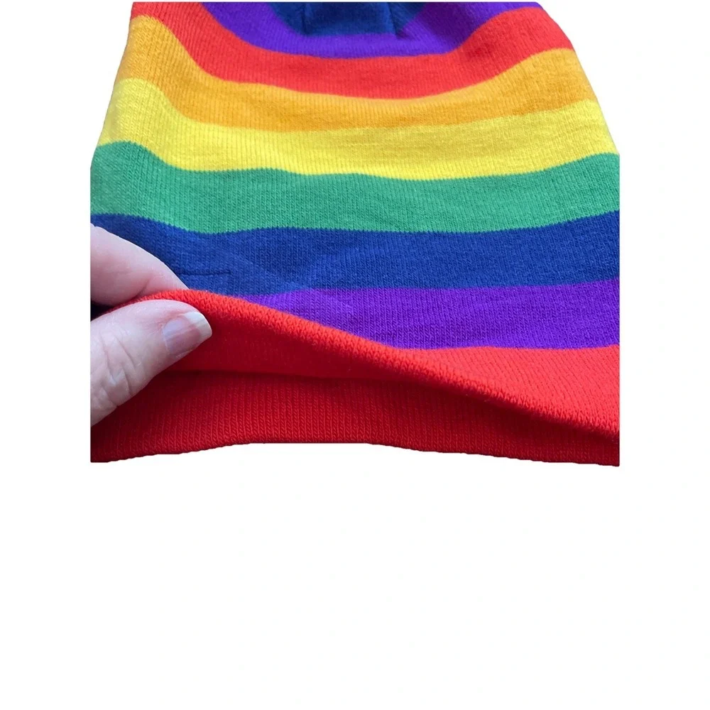Rainbow Pride Beanie Cap Knit Hat Striped Colorful‎ Snowboard Skull  Snsusk